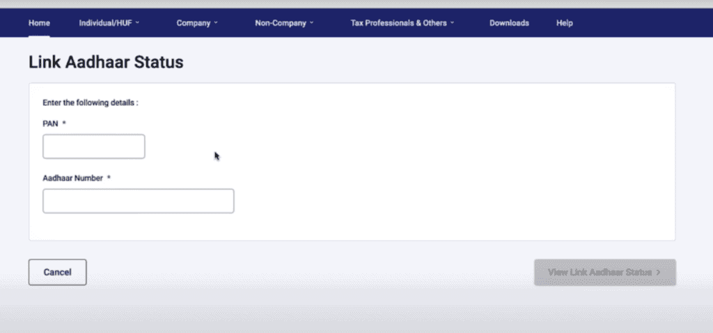 Pan Aadhaar Link Status