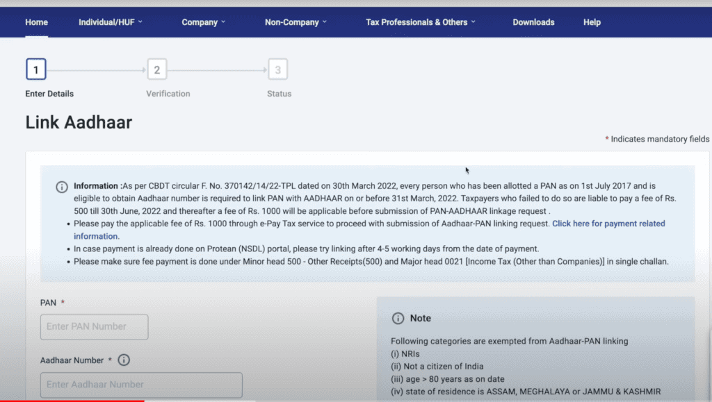 Pan Aadhaar Link Status