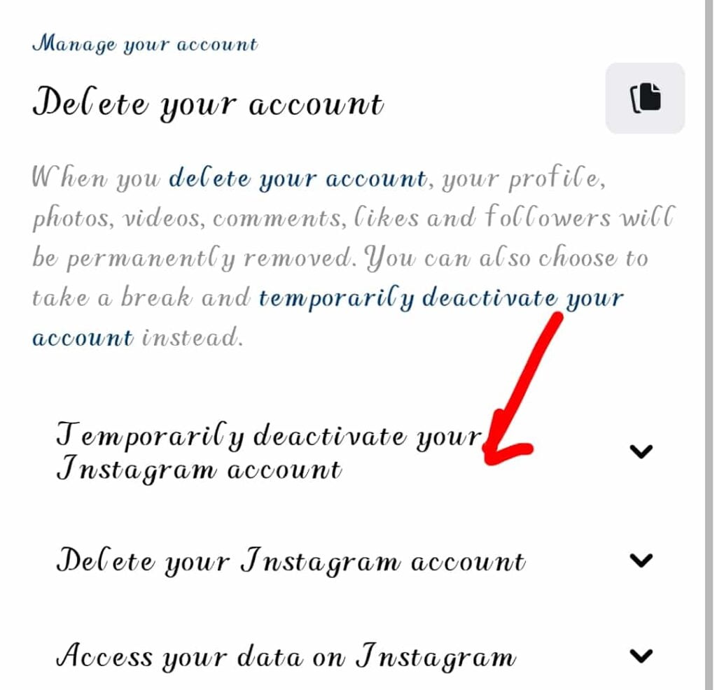 Permanently delete Instagram Account