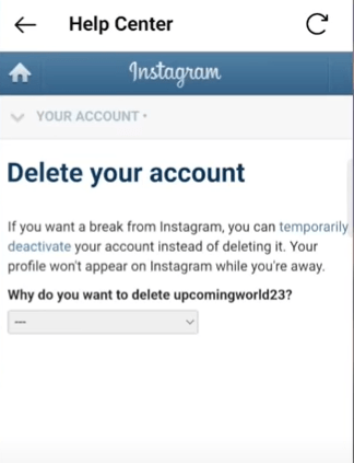 Permanently delete Instagram Account